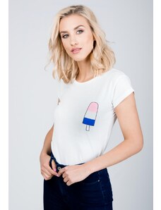 Kesi Women's T-shirt with popsicle on a stick - white,
