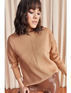 Olalook Women's Brown Milky Collar Thick Knitwear Sweater