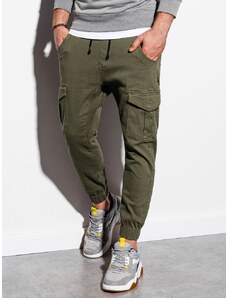 Ombre Clothing Trendovske jogger hlače v oljčni barvi P886