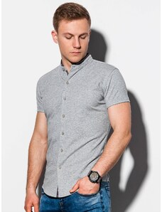 Ombre Clothing Moška srajca s kratkimi rokavi Conway siva K543
