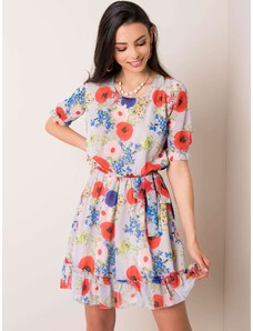 Fashionhunters Gray dress with floral pattern