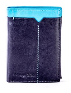 Fashionhunters Black and blue men's leather wallet