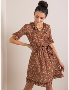 Fashionhunters Brown dress with flowers