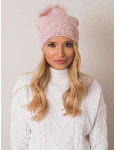Fashionhunters RUE PARIS Dirty pink lady's cap with pompom