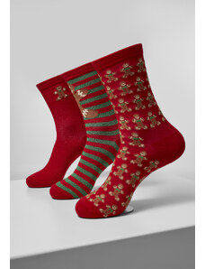 Urban Classics Grumpy Santa Weihnachtsstrümpfe – 3er Pack Unisex Socken, Wadenhoch Mit Weihnachtsmotiv