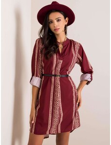 Fashionhunters Patterned dress in burgundy color