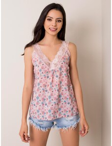 Fashionhunters SUBLEVEL Top with flowers in dark pink