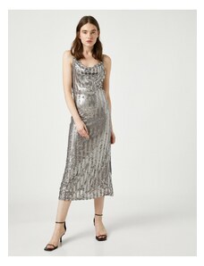Koton Sequined Dress Evening Dress Midi Sleeveless