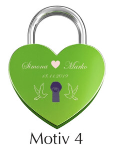 Carissimi Ljubezenska ključavnica z gravuro "srce - zelena" (različni motivi)