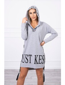 Kesi Dress with hood and gray print
