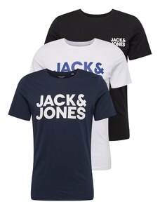 JACK & JONES Majica marine / encijan / črna / bela