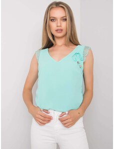 Fashionhunters Mint top with lace inserts