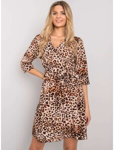 Fashionhunters Beige and black Abhiri dress with leopard pattern