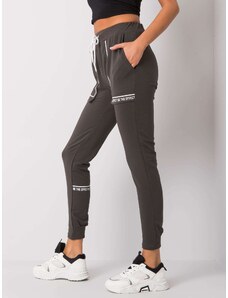 Fashionhunters Dark khaki sweatpants with pockets