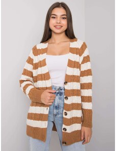 Fashionhunters Camel and cream sweater with braids