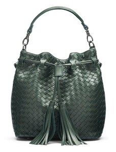 Sage Brown Bucket green leather handbag