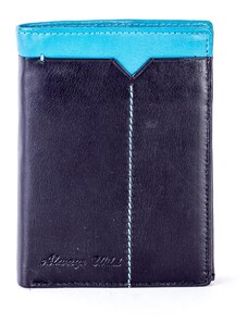 Fashionhunters Black leather wallet with blue inset