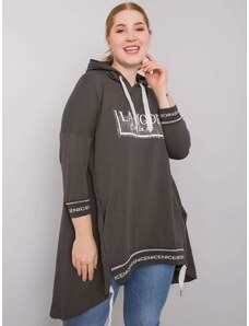 Fashionhunters Women's dark khaki plus sweatshirt with pocket