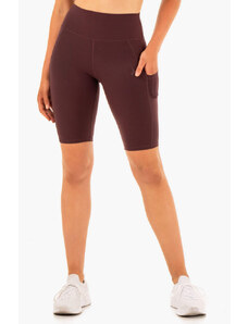 Ženske kolesarske hlače z visokim pasom in žepi Reset Chocolate - Ryderwear