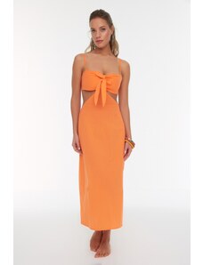 Trendyol oranžna izrezana čipkasta podrobna obleka za plažo
