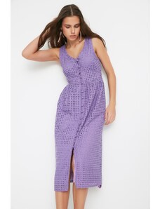 Trendyol design vijolična zapeljiva pletena obleka