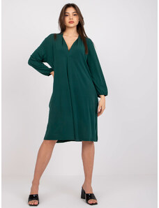 Fashionhunters Dark green dress of loose cut with long sleeves from Rimini