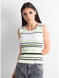Fashionhunters White and green striped top