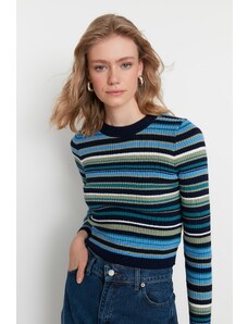 Trendyol Navy Blue Crop pletenina pulover