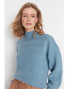 Trendyol Blue mehko teksturiran osnovni pulover za pletenine