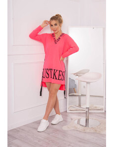 Kesi Dress with hood and pink neon print
