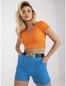 Fashionhunters Elegant blue women's shorts with elasticated waistband