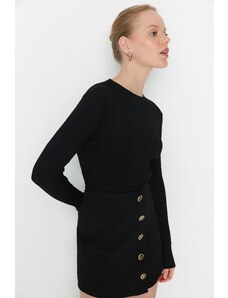 Trendyol Black Cord pleteni pulover puloverja za pridelke