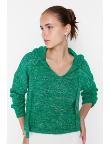 Trendyol Green pulover za pletenine s kapuco