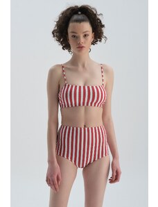 Dagi rdeče-belo utrjujoče bikini dno visokega pasu