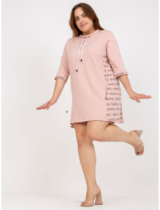 Fashionhunters Dusty pink cotton sweatshirt dress size plus