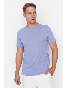 Trendyol lila moška osnovna redna/redna kroja, majica s kratkimi rokavi z vratom posadke