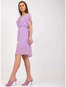 Fashionhunters Purple airy dress of one size with a belt