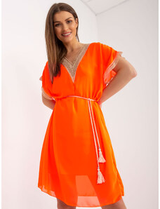 Fashionhunters Fluo orange airy sundress one size