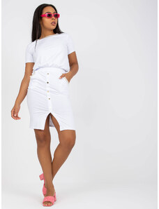 Fashionhunters White dress of larger size with pockets