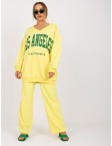 Fashionhunters Yellow and green sweatshirt with cotton print