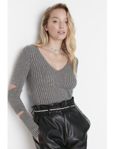Trendyol Gray Lurex Knitwear Blouse