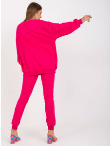 Fashionhunters Fuchsia tracksuit with oversize sweatshirt