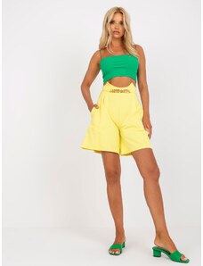Fashionhunters Yellow casual shorts with pockets