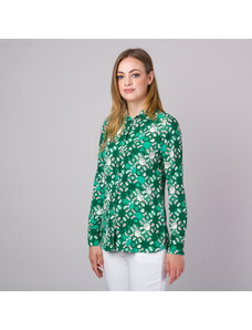 Willsoor Ženska srajca zelene barve z geometrijskim vzorcem 14122