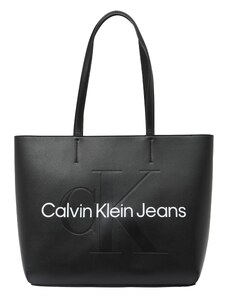Calvin Klein Jeans Nakupovalna torba črna / bela