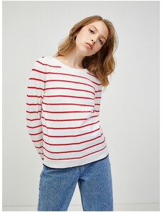 Rdeče-beli črtasti pulover VERO MODA Alma - Ženske