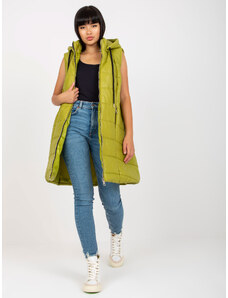 Fashionhunters OCH BELLA light green long down vest with stitching