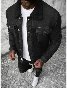 Moška jeans jakna šerpa črna OZONEE NB/MJ533N