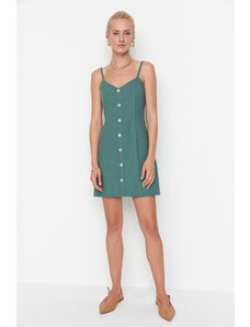 Trendyol zelena drobna A-line super mini tkana obleka