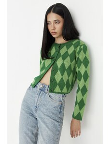 Trendyol Green Crop Knitwear Cardigan